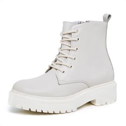 Bota Feminina Coturno Off White Couro Flay DIfranc... - DIFRANCA ATACADO