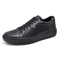 Tênis Masculino Casual Preto Couro DIfranca - 6040... - DIFRANCA ATACADO