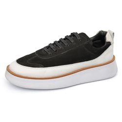 Tênis Masculino Casual Preto e Branco Couro DIfran... - DIFRANCA ATACADO