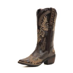 Bota Feminina Texana Country Café Couro DIfranca -... - DIFRANCA ATACADO