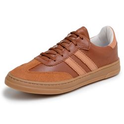 Tênis Feminino Casual Conhaque Couro DIfranca - 20... - DIFRANCA ATACADO