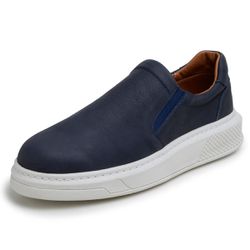 Tênis Masculino Slip On Azul Marinho Couro DIfranc... - DIFRANCA ATACADO