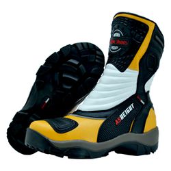 Bota Masculina Motociclista Amarelo Couro DIfranca... - DIFRANCA ATACADO