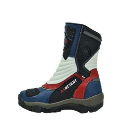 Bota Masculina Motociclista Azul Vermelho Couro DI... - DIFRANCA ATACADO