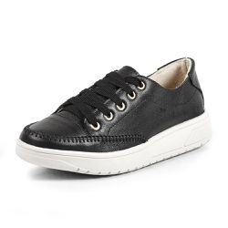 Tênis Feminino Casual Preto em Couro DIfranca - 10... - DIFRANCA ATACADO