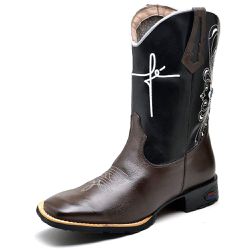 Bota Country Texana Masculina Couro Legítimo Borda... - DIFRANCA ATACADO