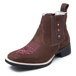 Bota Country Feminina Bico Quadrado Couro Legítimo... - DIFRANCA ATACADO