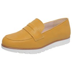 Mocassim Feminino Couro DIfranca 6002 - Mostarda -... - DIFRANCA ATACADO