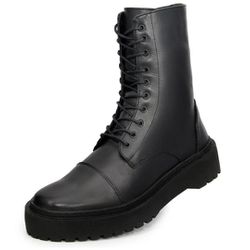 Bota Feminina Coturno Long Street Preto Couro DIfr... - DIFRANCA ATACADO