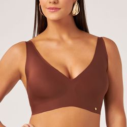 SUTIÃ TOP COM ALÇAS REGULAVEIS MARROM MATE - Dilady Lingerie