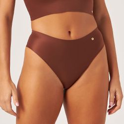 CALCINHA BIQUINI CORTE A LASER MARROM MATE - Dilady Lingerie