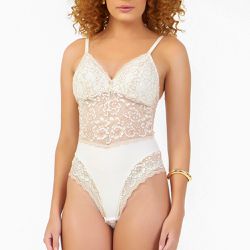 BODY RENDADO SENSUAL FASHION MARFIM - Dilady Lingerie