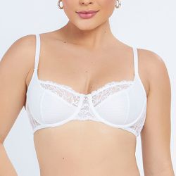 SUTIA MEIA TAÇA RENDADO BRANCO - Dilady Lingerie