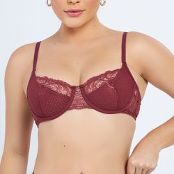 SUTIA MEIA TAÇA RENDADO LICOR - Dilady Lingerie