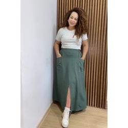 SAIA MIDI LINHO - VERDE - Di Miranda Curvy