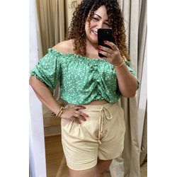 SHORT EM LINHO - NUDE - Di Miranda Curvy