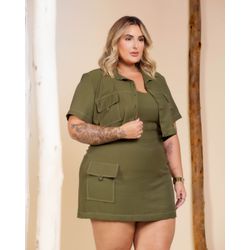 TRIJUNTO CAMISA CROPPED E SAIA SHORT VERDE - DIVAS... - Di Miranda Curvy