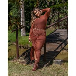 VESTIDO TULE MARROM - MARIA FRANCIA - Di Miranda Curvy