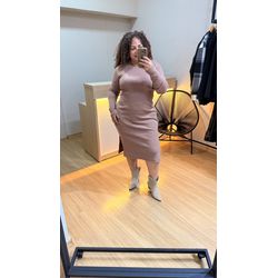 VESTIDO SOFIA MANGA LONGA - NUDE - Di Miranda Curvy