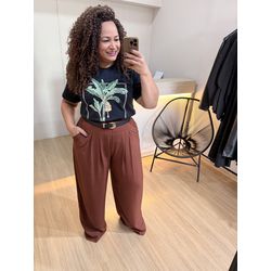 CALÇA PANTALONA VISCOLINHO - MARROM - Di Miranda Curvy
