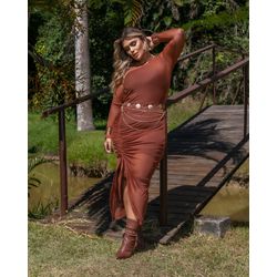 VESTIDO TULE MARROM - MARIA FRANCIA - Di Miranda Curvy