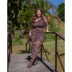 VESTIDO TULE ONÇA - MARIA FRANCIA - Di Miranda Curvy