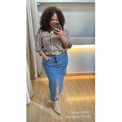 CAMISA CROPPED - XADREZ MARROM - Di Miranda Curvy