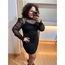 BLUSA TULE ELASTEX PRETA - DIVAS VOGA - Di Miranda Curvy