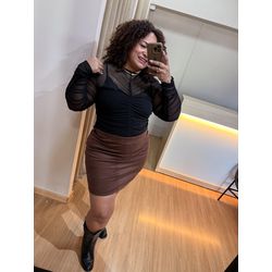 BLUSA TULE DRAPEADA PRETA - DIVAS VOGA - Di Miranda Curvy