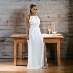 Vestido Longo Isabella Branco - VEST4041 - DINEIA CINTRA