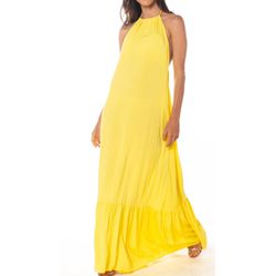 Vestido Longo Frente Única Amarelo - FRENTEUNICAAM... - DINEIA CINTRA