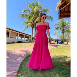 Vestido Longo Lastex Ciganinha Pink - CIGANINHALON... - DINEIA CINTRA