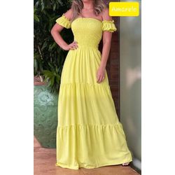 Vestido Longo Lastex Ciganinha Amarelo - CIGANINHA... - DINEIA CINTRA