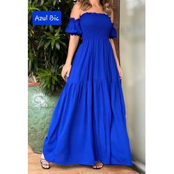 Vestido Longo Lastex Ciganinha Azul - CIGANINHALON... - DINEIA CINTRA