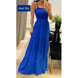 Vestido Lastex Alça Longo Azul - VESTIDOALCAELASTE... - DINEIA CINTRA