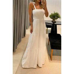 Vestido Lastex Alça Longo Branco - VESTIDOALCAELAS... - DINEIA CINTRA