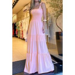 Vestido Lastex Alça Longo Rosê - VESTIDOALCAELASTE... - DINEIA CINTRA