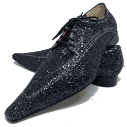 Sapato Masculino Italiano Luxury em Gliter Preto a... - Di Paolo Sapatos Masculinos