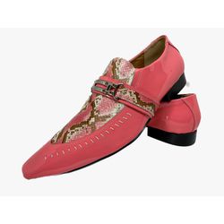 Sapato Masculino Italiano Em Couro Social Rosa Cob... - Di Paolo Sapatos Masculinos