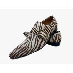 Sapato Masculino Italiano Em Pelo Marrom Zebra Ref... - Di Paolo Sapatos Masculinos