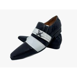 Sapato Masculino Italiano Em Couro Preto Cobra Ref... - Di Paolo Sapatos Masculinos