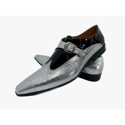 Sapato Masculino Italiano Em Couro Social Prata Cr... - Di Paolo Sapatos Masculinos