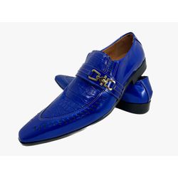 Sapato Masculino Italiano Em Couro Social Azul Cro... - Di Paolo Sapatos Masculinos