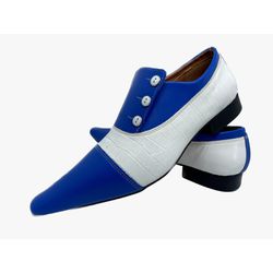 Sapato Masculino Italiano Em Couro Social Azul Cro... - Di Paolo Sapatos Masculinos