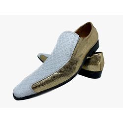 Mocassim Masculino Italiano Em Couro Dourado Quadr... - Di Paolo Sapatos Masculinos