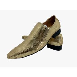Mocassim Masculino Italiano Em Couro Dourado Verni... - Di Paolo Sapatos Masculinos