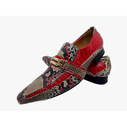 Sapato Masculino Italiano Em Couro Vermelho Cobra ... - Di Paolo Sapatos Masculinos