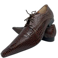 Sapato Masculino Italiano Em Couro Marrom Executiv... - Di Paolo Sapatos Masculinos