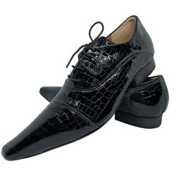 Sapato Masculino Italiano Em Couro Preto Executivo... - Di Paolo Sapatos Masculinos