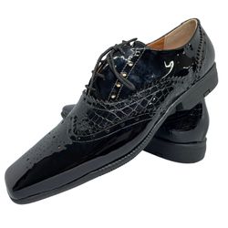 Sapato Masculino Italiano Em Couro Preto Executivo... - Di Paolo Sapatos Masculinos